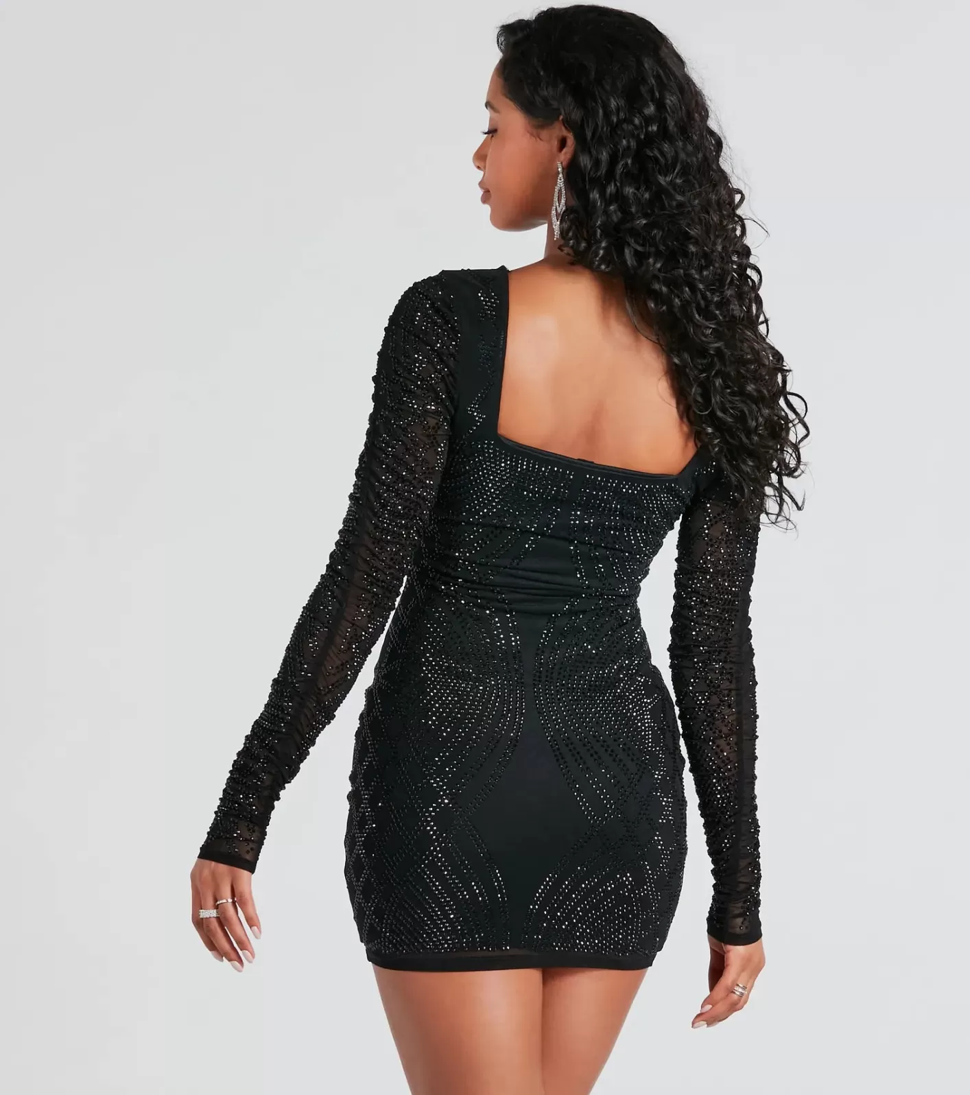 Windsor Yesenia Formal Rhinestone Mini Dress BLACK Outlet